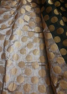 Olive Green Brocade Benarasi Saree With Blouse