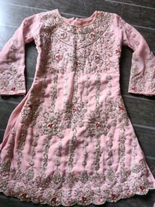 Pink Embroidered farshi garara hand Wark