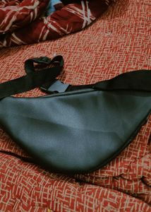 Black Faux Leather Waist Bag