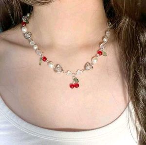 Cute Cherry Beaded Necklace