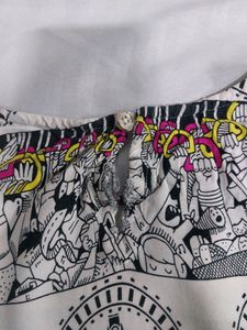 White Printed Crop Top