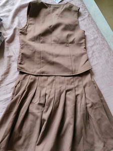 Khaki Coloured Waistcoat And Skirt