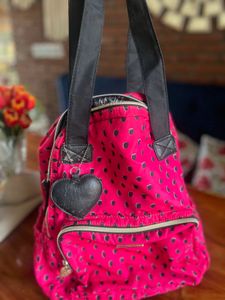 Magenta Strawberry Print Backpack