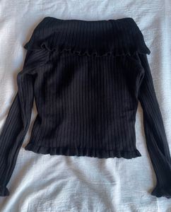 Ruffle Trim Knit Cardigan