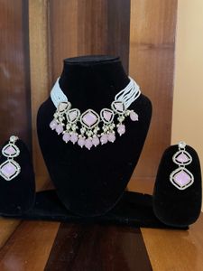 Pink Stone Necklace & Earring Set