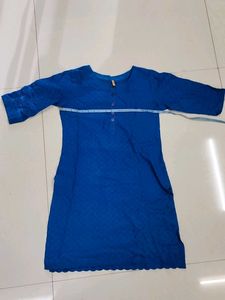 Royal Blue Cotton Kurti for Women (M)