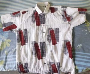 RED-WHITE Patterned Shirt XXL