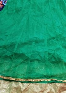 Green &amp; Gold Embellished Lahinga Coti Dupatta