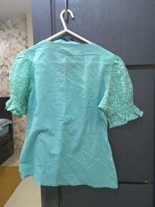 Cute Turquoise Eyelet Top