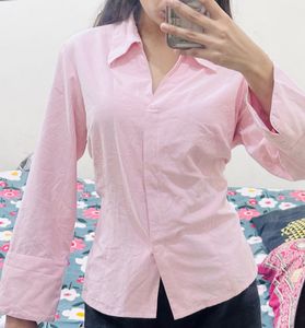 pastel pink shirt top