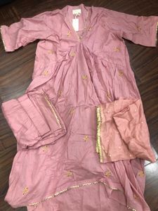 Khara Kapas Elegant Pink Kamal Poshak Set XL