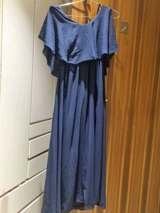 Navy Blue Beaded Maxi Dress