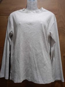 &#34;H&amp;M&#34; Light Grey Ribbed Long Sleeve Top 👕