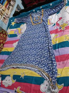 Blue & White Floral Print Dress