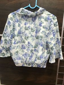 Blue Floral Crop Top