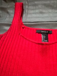 Red Ribbed Crop Top