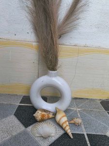 Unique Donut Vase with Pampas Grass