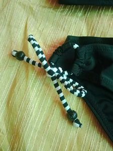 Black &amp; White Striped Swimsuit