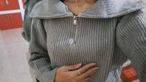 Gray Half-Zip Knit Sweater