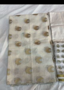 White Banarasi Zari Suit