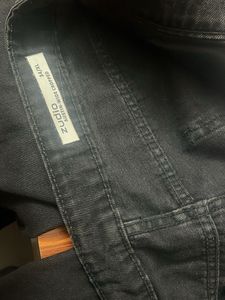 Black Austin wide cropped Denim-Zudio