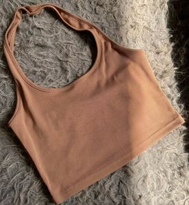 Beige Halter Neck Top
