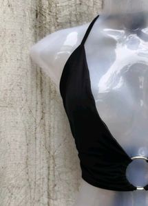 Black Halter Crop Top