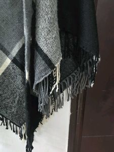 Cozy Plaid Poncho with Fringe