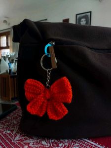 Orange Crochet Bow Keychain🎀