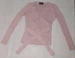 🌸Blush Pink Ribbed Wrap Top🌸