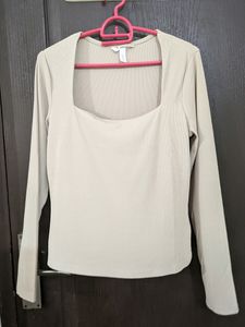 H&amp;M Beige Square Neck Top