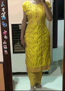 Yellow Embroidered Kurta Set