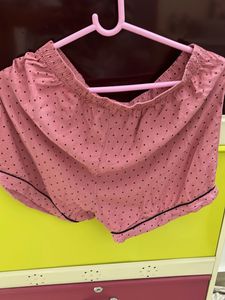 Pure Cotton Night Wear Set Shorts For M&amp;L