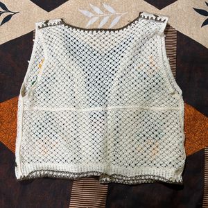 Crochet Floral Vest,cardigan