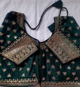 Emerald Green Embellished Saree Blouse