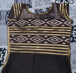 Brown &amp; Gold Embellished Dress