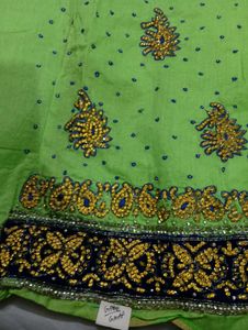 Green Embroidered Dress Material