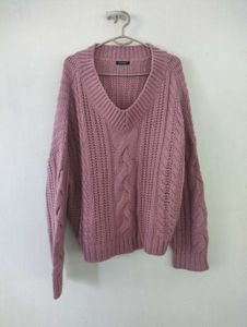 V Neck Pink Jumper
