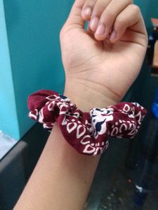 Burgundy Patterned Scrunchie