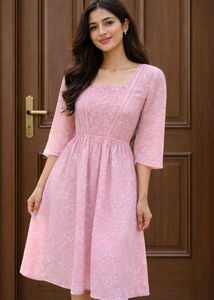 Pink Floral Midi Dress