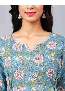 Blue Pure Cotton Kurta Palazzo Dupatta Set. 🩵
