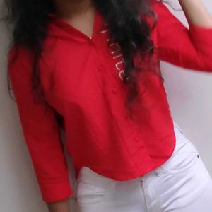Red Infinite Graphic Button-Down