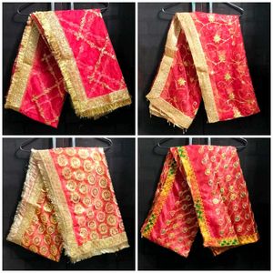 TRADITIONAL RED POOJA CHUNNI/CHUNRIES