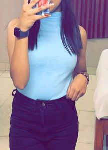 Pretty Sky-blue Tank Top