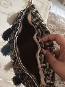 Tweed Clutch with Tassels