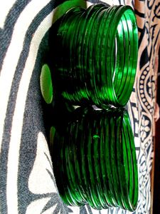 Green Glass Bangles Set 2 Dozen