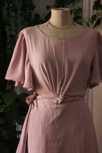 Dusty Rose Tie-Waist Dress