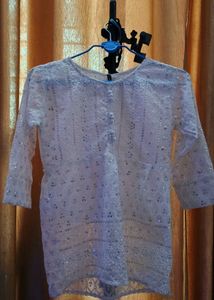 White Chikankari Short Kurti Brand New@lowestprice