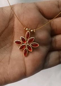 Red Floral Pendant Necklace