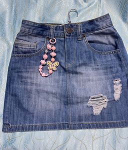 Ripped Denim Mini Skirt